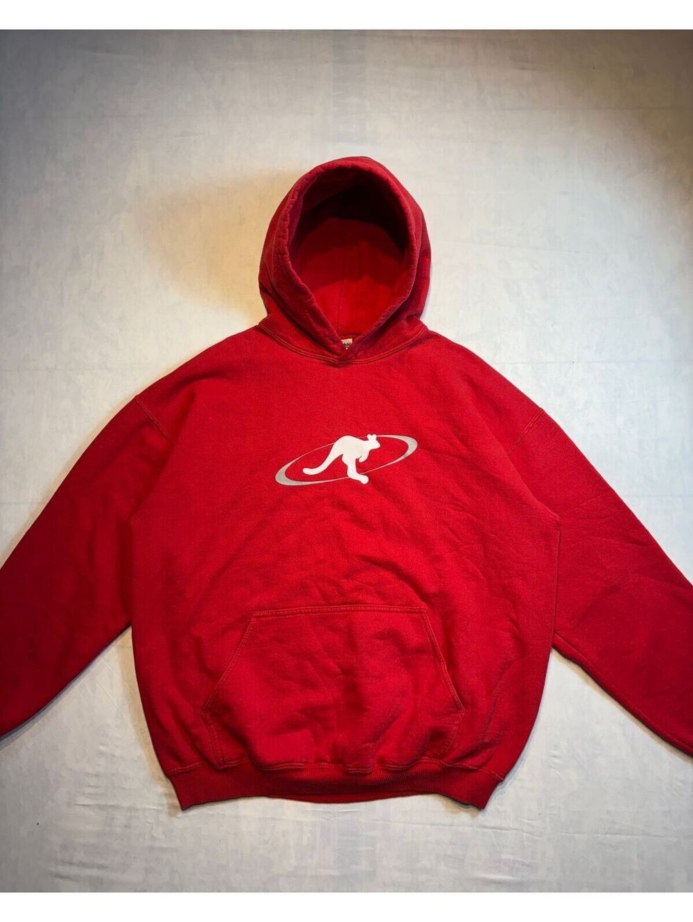 Vintage Y2K Oakley Styled Red heavyweight Hoodie Faded Large